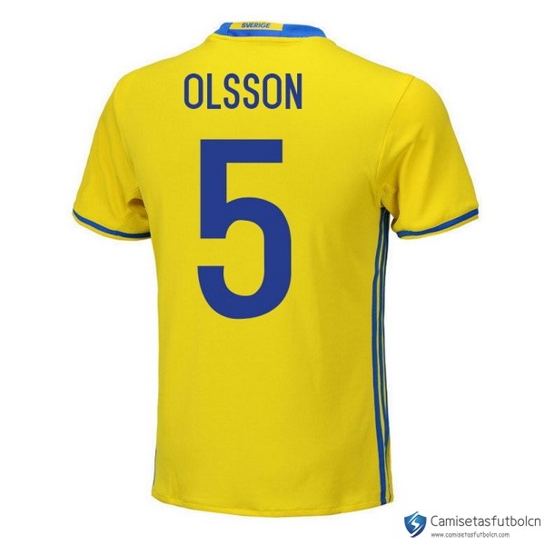 Camiseta Seleccion Sweden Primera equipo Olsson 2018 Amarillo